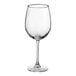 A clear 12 oz. wine glass with a long stem and rounded bowl.