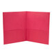 A close-up of a red Universal paper pocket folder with two pockets.