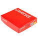 A red box of 25 Universal red embossed paper pocket folders.