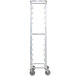 A Winholt stainless steel platter cart with wheels.