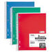 Mead 06710 11 inch x 8 inch Assorted Color College Rule 3 Subject Spiral Bound Notebook - 120 Sheets