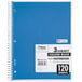 A blue Mead 3 subject notebook with a spiral bound and white label.