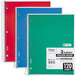 A group of Mead spiral bound 3 subject notebooks with assorted colors.