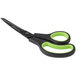 Universal 8" Carbon-Coated Industrial Scissors with Black and Green Bent Handle.