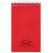 A red National wirebound memo book with narrow rule paper.