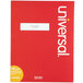 A red box of white Universal 1" x 4" permanent labels.