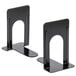 A pair of black metal Universal bookends.