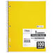 A yellow spiral bound college ruled notebook.