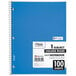 A blue college ruled Mead notebook with spiral binding.