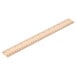 A Universal wooden ruler with double metal edge on a white background.