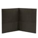 A black Universal letter size paper pocket folder with embossed pockets.