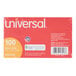 A Universal 3" x 5" assorted color ruled index card in a product box.