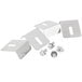 Three white metal Hoshizaki HS-2036 4" top brackets with screws and nuts.