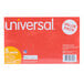 A red and white box of 500 Universal white unruled index cards.