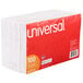 A plastic-wrapped stack of Universal white ruled index cards.