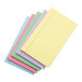 A close-up of several Universal 4" x 6" Assorted Color Ruled Index Cards.