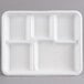 Huhtamaki Chinet 22025 10 1/2 inch x 8 1/2 inch White Molded Fiber / Pulp 5 Compartment Cafeteria Tray - 500/Case