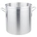 A large silver Vollrath stock pot with two handles.