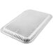 A Vollrath stainless steel rectangular fluted tray.