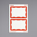 A white rectangular sticker with a red border and white write-on area.