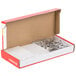 A Universal Deluxe Clip-On Badge Holder box on a white background.