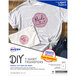 A package of Avery printable t-shirt transfer paper for light fabrics with a white background and the Avery logo in pink.