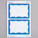 Two white rectangular labels with a blue border and white center with Universal blue border labels.