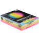 A stack of colorful paper including Astrobrights Bright Assorted Cardstock.