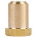 A brass Avantco natural gas orifice threaded nut.