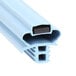 A close-up of a blue PVC gasket with two holes in it.