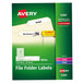 A green box of white Avery file folder labels.