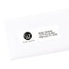 A white envelope with black and white Avery Mailing Address Labels.