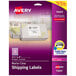 A package of Avery matte clear shipping labels with white and black text on it.