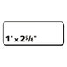 A white rectangular Avery label with black text reading "1 x 2 5/8"