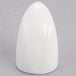 A white curved porcelain pepper shaker.