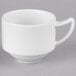 A white Reserve by Libbey Royal Rideau porcelain cup with a handle.