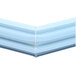 A blue plastic corner piece with a white background.