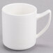 A white mug with a white handle.