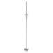 A silver pole with a spiral on it and a black handle.