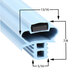 A blue plastic profile with black text that reads "Delfield 1702476 Equivalent Magnetic Drawer Gasket 25 1/4" x 8 1/8" "