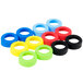 Tablecraft silicone squeeze bottle bands in blue and yellow circles.