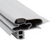 A close-up of a grey plastic piece with two holes.