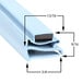A blue PVC profile with black arrows, and measurements for a Delfield Equivalent Magnetic Door Gasket.