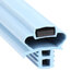 A close-up of a blue piece of PVC with two holes in it.