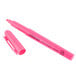 A Universal Fluorescent Pink Chisel Tip Highlighter pen with a cap.