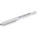 A close-up of a Uni-ball Vision pen with a gray barrel and black tip.