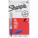 A package of 12 Sharpie blue fine point permanent markers.