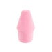 A close-up of a pink Paper Mate Arrowhead eraser cap with a pointed top.