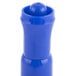 A blue plastic bottle with a blue cap.