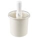 A white plastic container with a white lid.